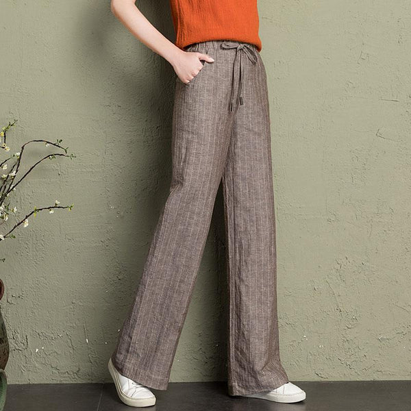 Cotton Linen Wide Leg Pants Women