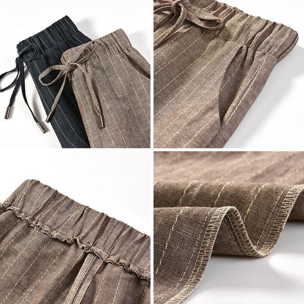 Cotton Linen Wide Leg Pants Women