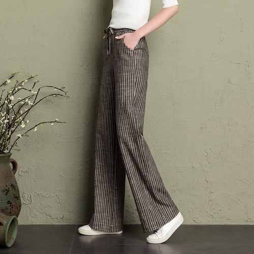 Cotton Linen Wide Leg Pants Women