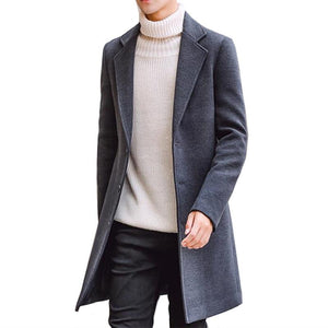 Coats / Mens Grey Long Woolen