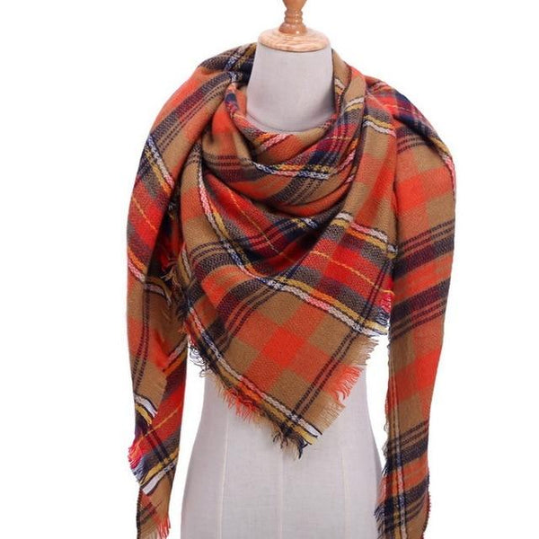 Plaid Color Simple Women's Scarfs