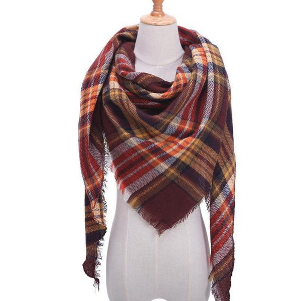 Plaid Color Simple Women's Scarfs