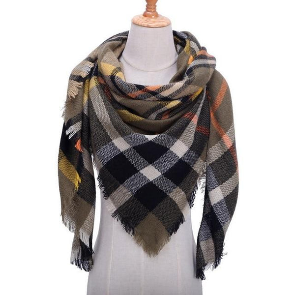 Plaid Color Simple Women's Scarfs