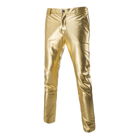 Fashion Men Bright Gold Color Pants