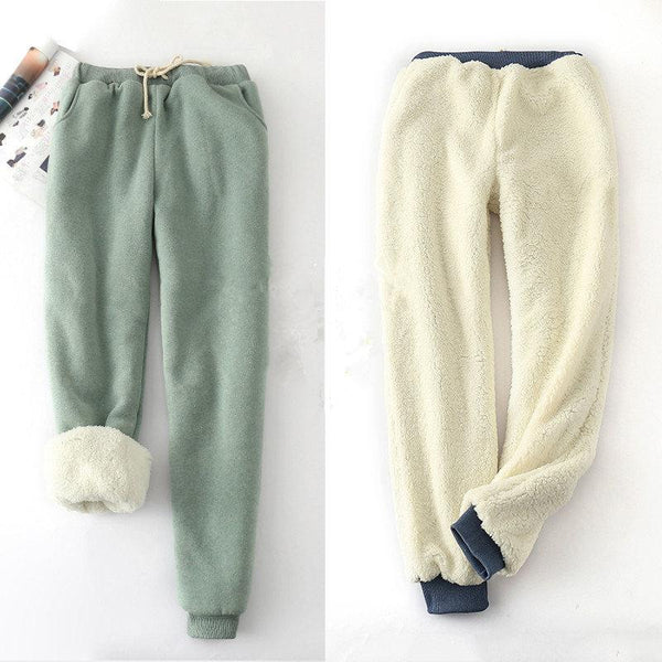 Winter Lambskin Thicker Elastic Waist Pants