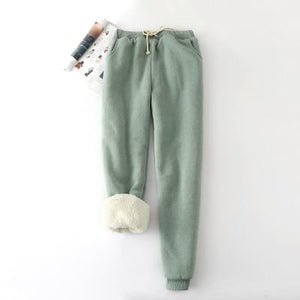 Winter Lambskin Thicker Elastic Waist Pants