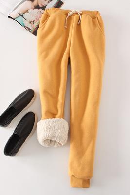 Winter Lambskin Thicker Elastic Waist Pants